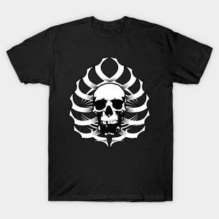 Skull-Ribcage Tribal  (White) T-Shirt